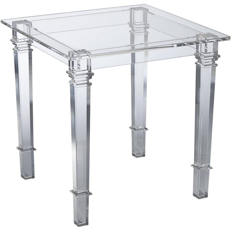 55 Downing Street Tustin Modern Lucite Acrylic Square Accent Side End Table 21 1/2" Wide Clear Tapered Legs for Living Room Bedroom Bedside Entryway, 1 of 9