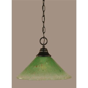 Toltec Lighting Any 1 - Light Pendant in  Matte Black with 12" Kiwi Green Crystal Shade - 1 of 1