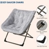 Folding Saucer Chair for Adults, Comfortable Living Room Lounge Chair with Soft Faux Fur Cushion, No Assembly Required, Foldable Accent Furniture - 2 of 4