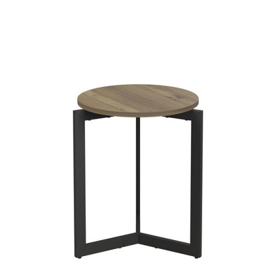 VYNXARIA 19.68''H Round Side Table, Round Accent End Table with Sturdy Metal Frame, Round Nightstand, for Living Room, Bedroom, Balcony, Office, Brown