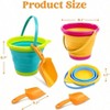 3 Packs Foldable Pail Bucket with Shovels Mesh Bag, Collapsible for Beach, Camping, Fishing - 4 of 4