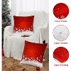 TackView Velvet Christmas Pillow Covers Set of 2, 18x18 Floral Snowflake Throw Pillows for Couch & Home Decor,Red - 4 of 4