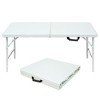 4 Foot Plastic Folding Table Portable Long Table for Indoor Outdoor Use Rectangular with Carrying Handle for Party Events - 2 of 4