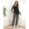 Womens Pajama Set Long Sleeve Crew Neck Sleepwear and Elastic Waist Sleep Pants With Pockets Print Pajama Set for Women - 3 of 4