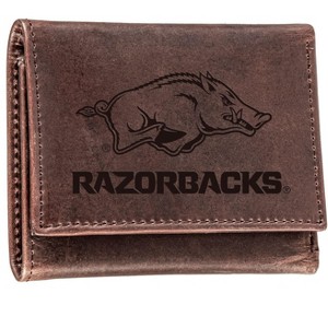 Evergreen NCAA Arkansas Razorbacks Brown Leather Trifold Wallet Officially Licensed with Gift Box - 1 of 1