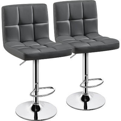 Yaheetech 2pcs Adjustable PU Leather Swivel Stool Armless Chairs with Bigger Base