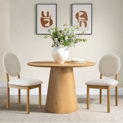 Beige Boucle Dining Chair Set Of 4,Wooden Dining Table Chairs With Upholstered Seat And Back Nice Kitchen Chairs Set Of 4 Under $100-Cuddlewood