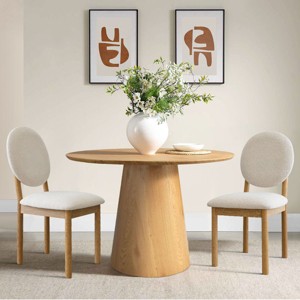 Beige Boucle Dining Chair Set Of 4,Wooden Dining Table Chairs With Upholstered Seat And Back Nice Kitchen Chairs Set Of 4 Under $100-Cuddlewood - 1 of 4