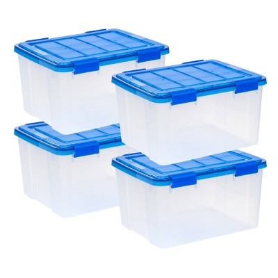 Multi Color Plastic Storage Totes and Stackable Storage Bins Holds Up To 80 Lbs Industrial Strength Containers for Organizing at the Office and Home Pack of 5 18 x 13 x 6 