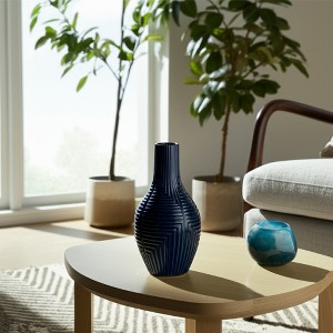 Sagebrook Home Ceramic Geometric Design Vase - Contemporary Decorative Flower Vase for Table Centerpiece Home Office Decor - 1 of 4