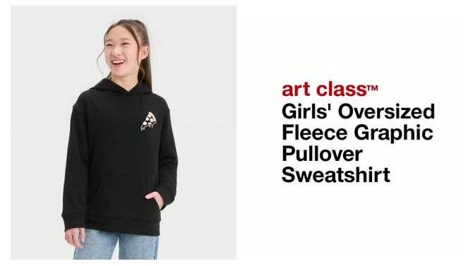 Girls' Oversized Fleece Graphic Pullover Sweatshirt - art class™, 2 of 5, play video