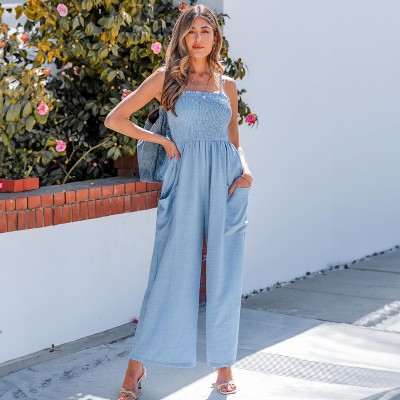 Women's Chic Smocked Bodice Wide-Leg Jumpsuit - Cupshe