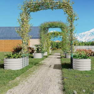 Expandable Arch Trellis Raised Bed Kit - 95" Metal Garden System w/Vertical Netting & Drainage for Plants - 1 of 4