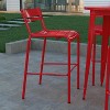 Emma and Oliver Armless Powder Coated Steel Stool with 2 Slat Back for Indoor-Outdoor Use - 2 of 4