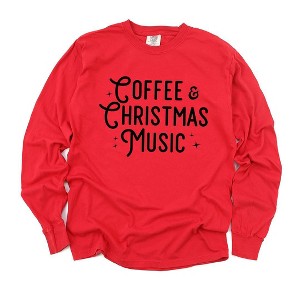 Simply Sage Market Women's Coffee and Christmas Music Long Sleeve Garment Dyed Tee - 1 of 4