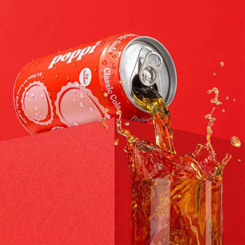 Poppi Classic Cola Prebiotic Soda - 12 fl oz Can, 6 of 8