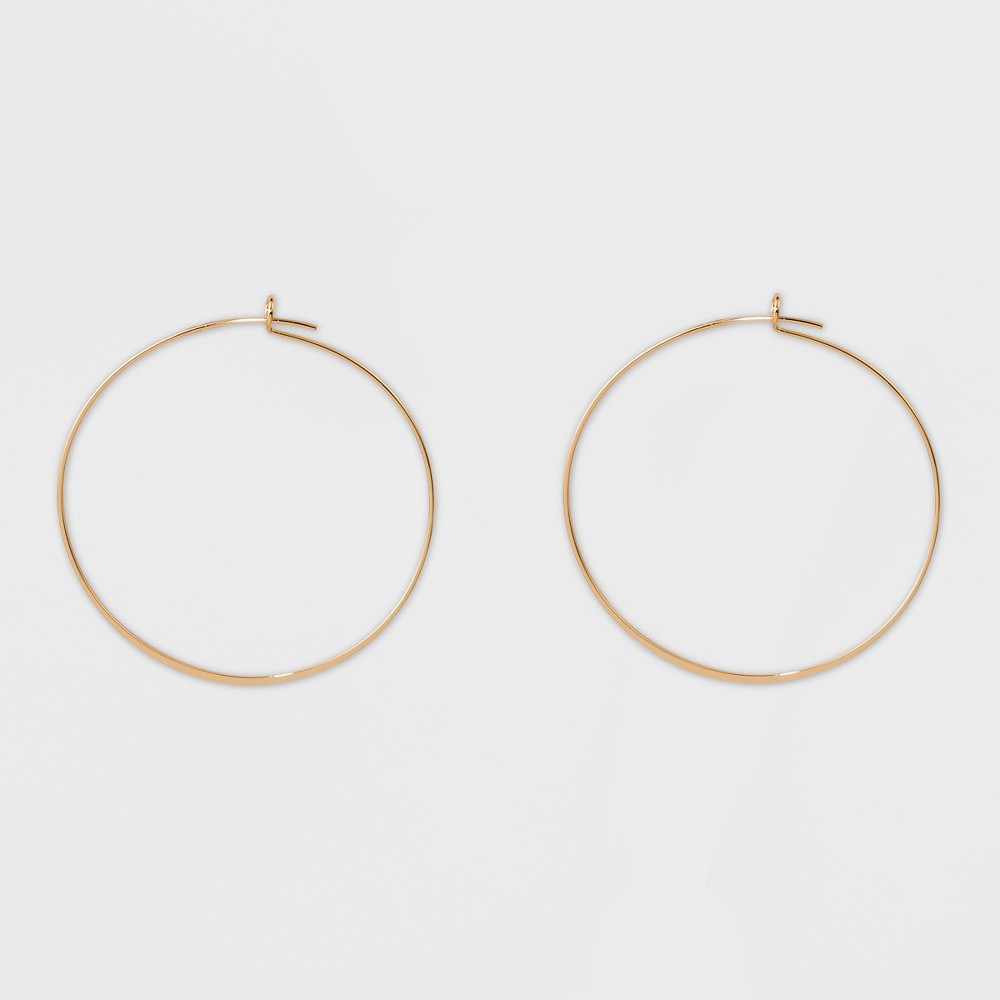 Photos - Earrings Thin Medium Hoop  - A New Day™ Gold