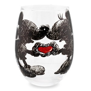 Silver Buffalo Disney Mickey and Minnie Sketchbook Stemless Wine Glass | Holds 20 Ounces - 1 of 4