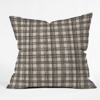 Joy Laforme Gingham Check Oversize Square Throw Pillow Brown - Deny Designs