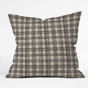 Joy Laforme Gingham Check Square Throw Pillow Brown - Deny Designs