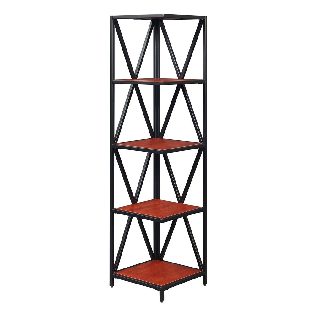 Photos - Garden & Outdoor Decoration 53.5" Tucson Metal 5 Tier Corner Bookcase Cherry/Black - Breighton Home: M