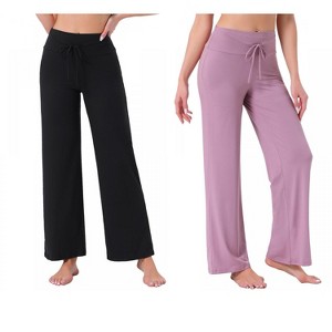 INSPIRE CHIC Women's 2 Pcs Pajama Pants Wide-Leg Casual Lounge Yoga Drawstring Bottoms - 1 of 4