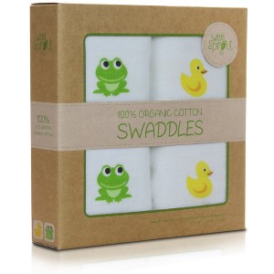 WeeSprout Organic Swaddle Blankets, Set of 2 Muslin Swaddle Baby Blankets, Extra Large 47" x 47" - 1 of 4