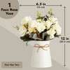 Farmlyn Creek 4 Piece Artificial White Roses, Fake Faux Flowers Plants with Ceramic Vase for Indoor Spring Home Decor - image 3 of 4