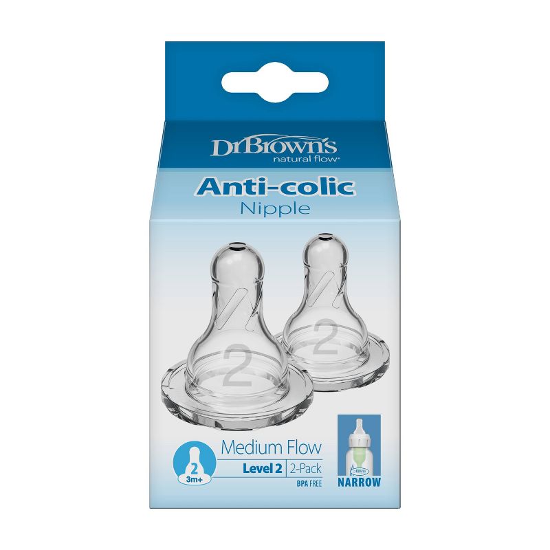 Dr. Brown&#39;s Level 2 Narrow Baby Bottle Silicone Nipple - Medium Flow - 2pk - 3m+, 3 of 18