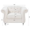 Kumasinova 84.65" Chesterfield Sofa with Rolled Arm, Modern PU Leather 3 Seater Sofa Couch, Upholstered Vintage Couch for Living Room - 2 of 4