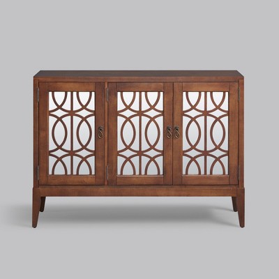 Vintage MDF Top 48 in. TV Cabinet for Living Room Mirror Door Sideboard Buffet with Adjustable Shelves