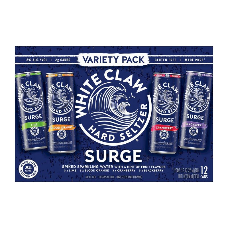 White Claw SURGE Hard Seltzer Variety Pack - 12pk/12 fl oz Slim Cans, 3 of 10
