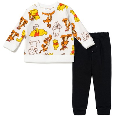 Image of Disney Tigger Winnie the Pooh Infant Baby Boys Fleece Pullover Sweatshirt Pants Black / White 12 Months