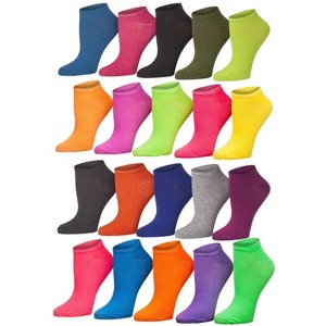 Tipi Toe Women's 20 Pairs Eclectic Vibrant Palette Colorful Patterned Low Cut/No Show Socks - 1 of 4