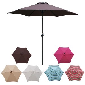 CAVINAS 9 FT Windproof Beach Umbrella, Deck Umbrella, Waterproof Outdoor Shade for Poolside, Terrace, Garden, without Base - 1 of 4