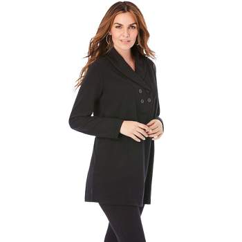 Roaman's Women's Plus Size Double Button High Pile Fleece Fleece Tunic