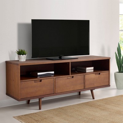 Chic Crate - 65" Mid-Century Media Console w/ Soft-Close Drawers & Floating Shelves - FSC-Certified Walnut TV Stand for Living Room/Study