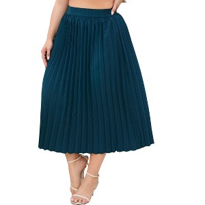 Coolmee Womens Plus Size Maxi Skirt Long Shirring Pleated Skirts Elastic High Waisted A Line Skirts - 1 of 4