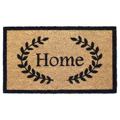 Raj Tufted Home with Leaves Doormat Black/Natural