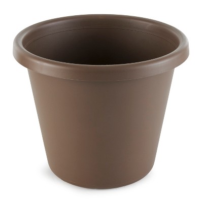 The HC Companies LIA12000E21 12 Inch Indoor/Outdoor Classic Plastic Flower Pot Container Garden Planter with Molded Rim and Drainage Holes, Chocolate