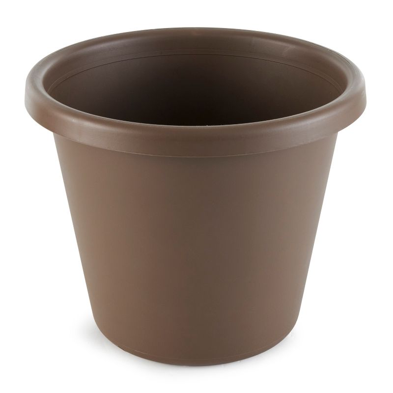 The HC Companies LIA12000E21 14 Inch Classic Durable Plastic Flower Pot Container Garden Planter with Molded Rim and Drainage Holes, Chocolate, 1 of 8