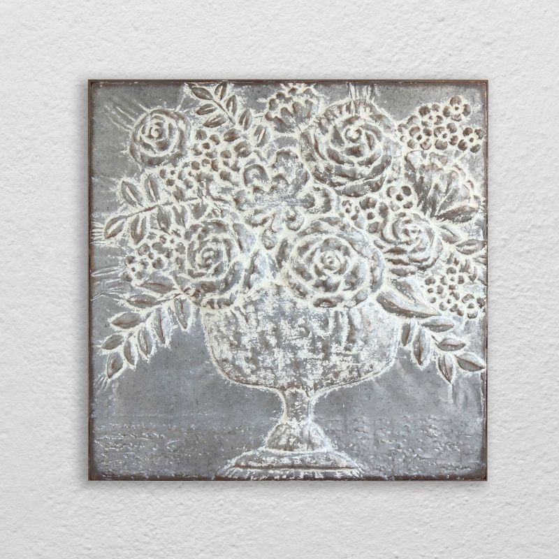 Square Metal Floral Bouquets Wall D&#233;cor - Storied Home, 6 of 13