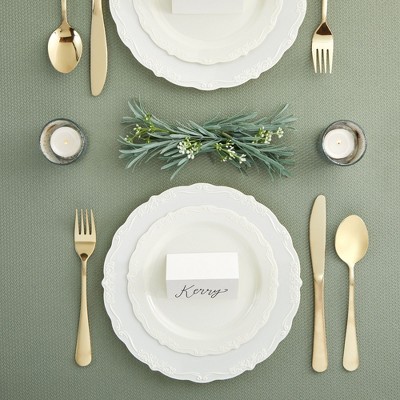 Elegant Cream Vintage Design Plastic Plate Set, 60 Pieces