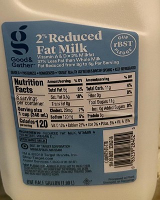 2% Reduced Fat Milk - 0.5gal - Good & Gather™ : Target