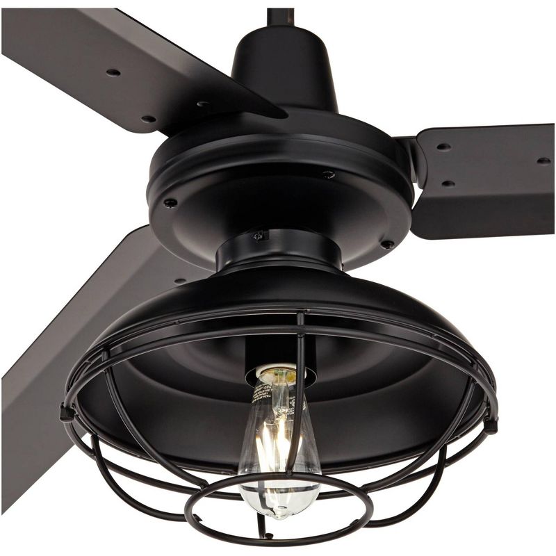 60" Casa Vieja Turbina Industrial Modern Indoor Outdoor Ceiling Fan with LED Light Remote Control Matte Black Caged Damp Rated for Patio Exterior, 3 of 10