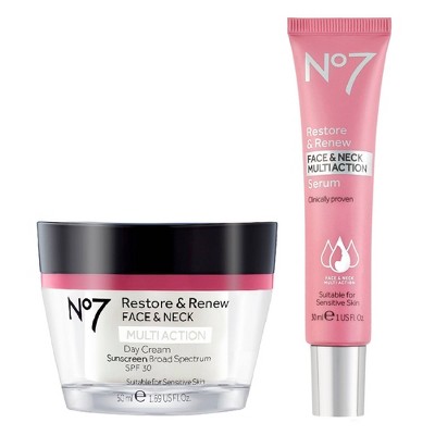 No7 Restore & Renew Face & Neck Multi Action Serum and Restore & Renew Face & Neck Multi Action Day Cream - 2ct