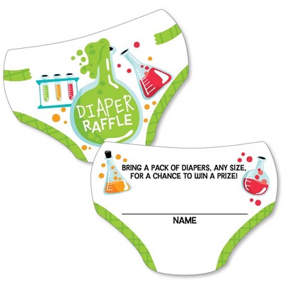 Big Dot of Happiness Scientist Lab - Diaper Shaped Raffle Ticket Inserts - Baby Shower Activities - Diaper Raffle Game - Set of 24