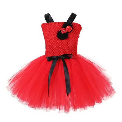 MyKids-USA Children Girls’ Halloween Costume Set: Sleeveless Red Tulle Dress with Cosplay Accessories – Sets