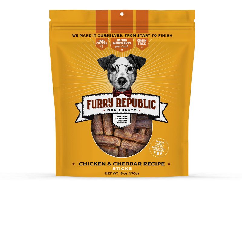 Furry Republic Sticks Chicken and Cheddar Cheese Recipe Dog Treats - 6oz Bag, 1 of 7