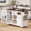 ORRD 54.9" Black Kitchen Island with Drop Leaf, Power Outlet, Glass Door & 4-Door Storage on Rolling Wheels - 2 of 4